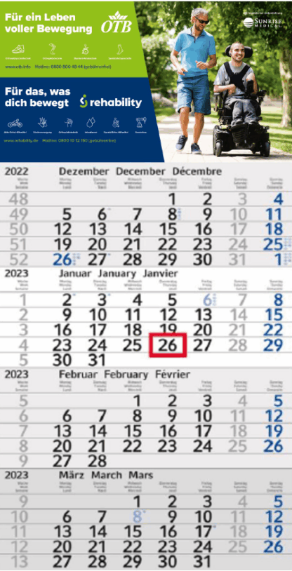 4-Monats-Wandkalender 2026